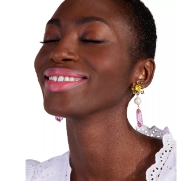 Kate Spade New York Mixed Stone Flower Linear Drop Earrings - Picture 3 of 4